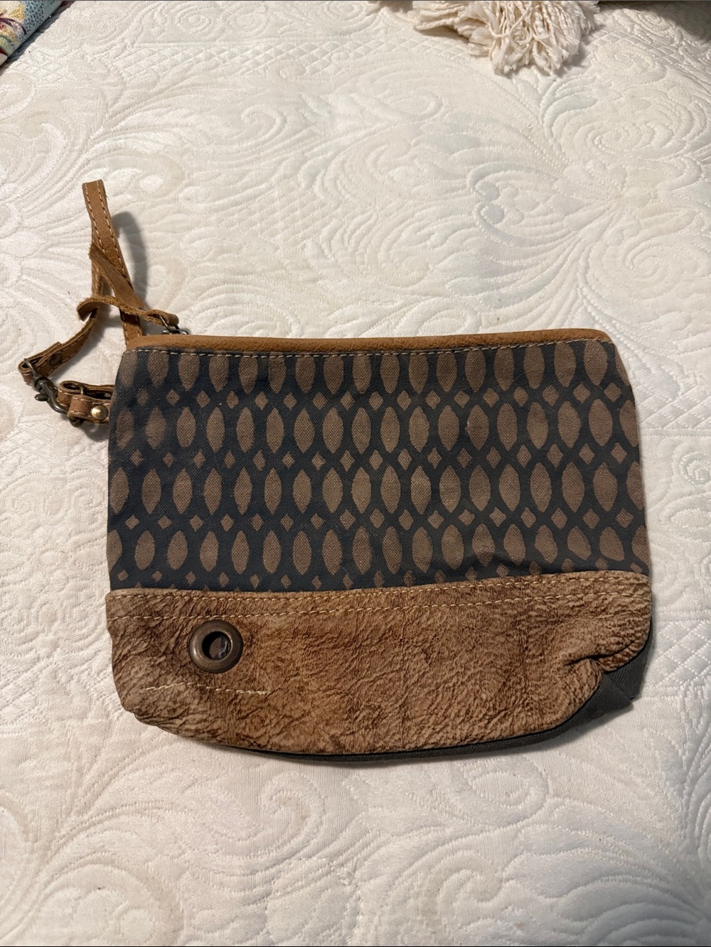 Myra Bag Brown Patterned Clutch Wristlet